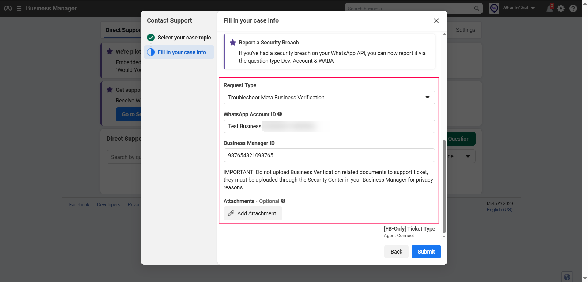 Select Request Type